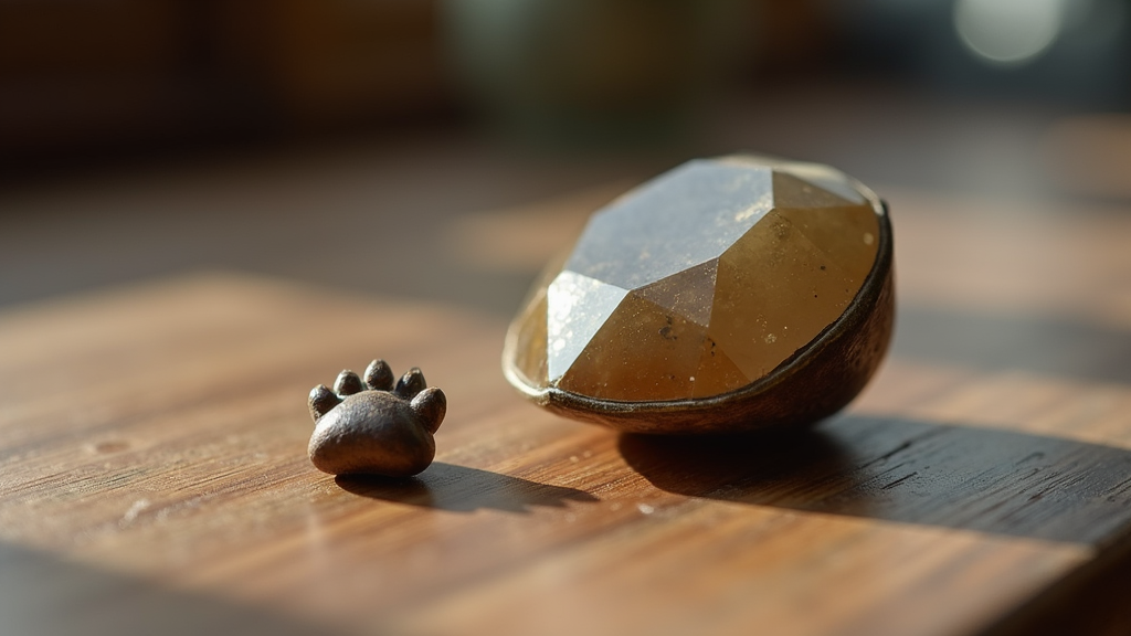 A carefully crafted pet memorial diamond in a silver necklace setting, surrounded by gentle candlelight